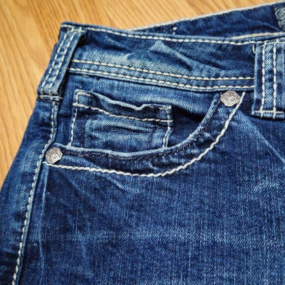 Silver Jeans AIKO Bootcut Denim Embroidered Med Wash Womens 30x32 Tag (28x33) - Picture 5 of 16